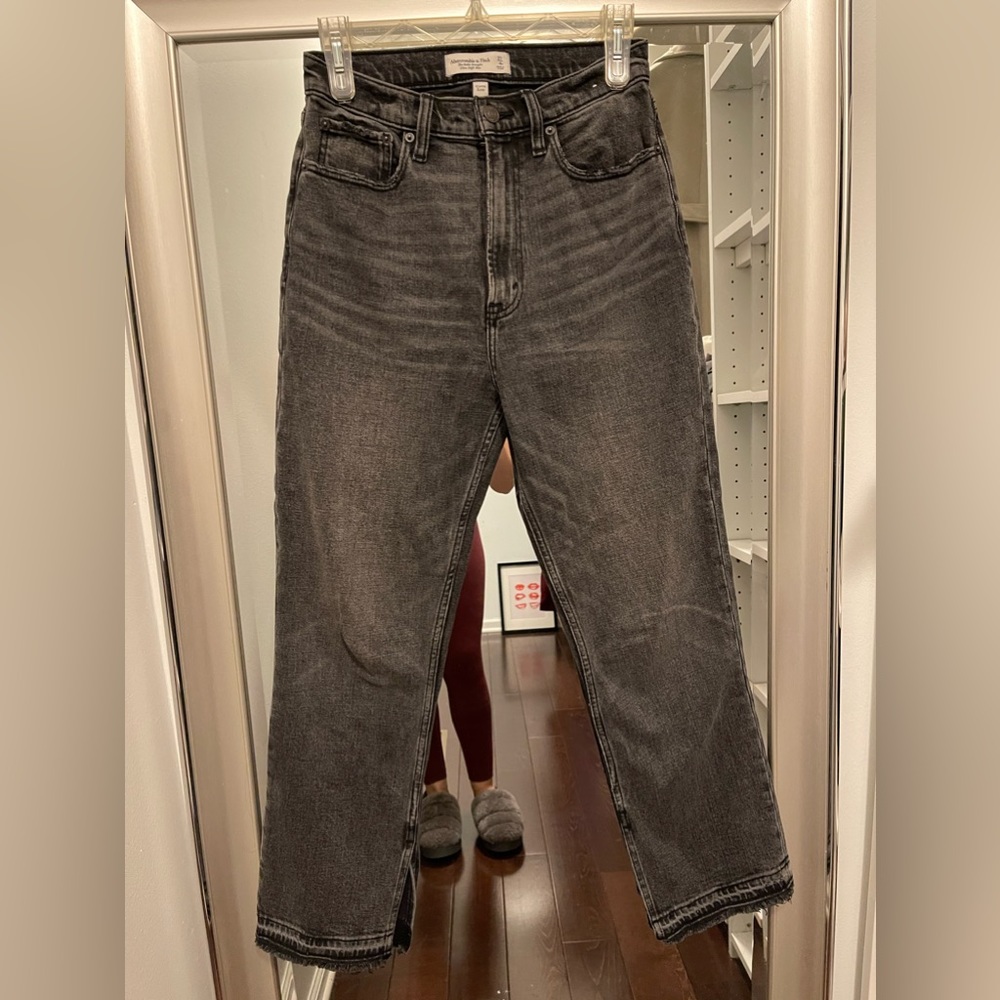 Abercrombie Cruve Love Jeans: Ankle straight leg with slit, ultra high rise
